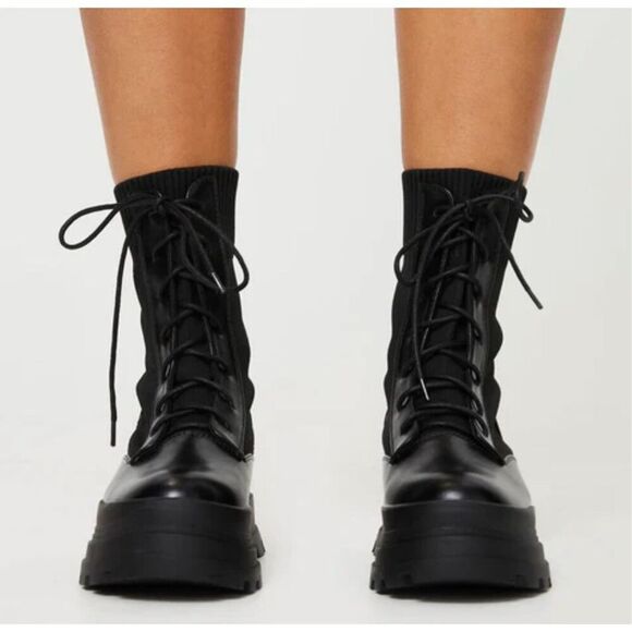 Lemonade Princess Polly Muscle Combat Boots Black Nwot Size 8 - Picture 9 of 9